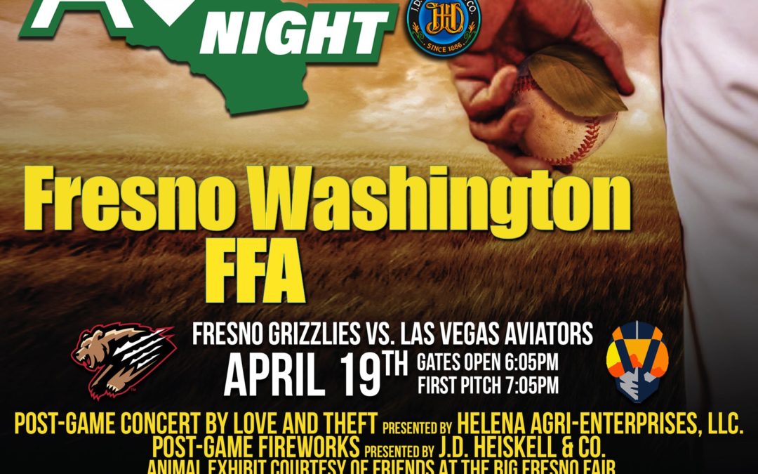 Fresno Washington FFA 2019 Advertisement for Ag Night at Chuckchansi Park