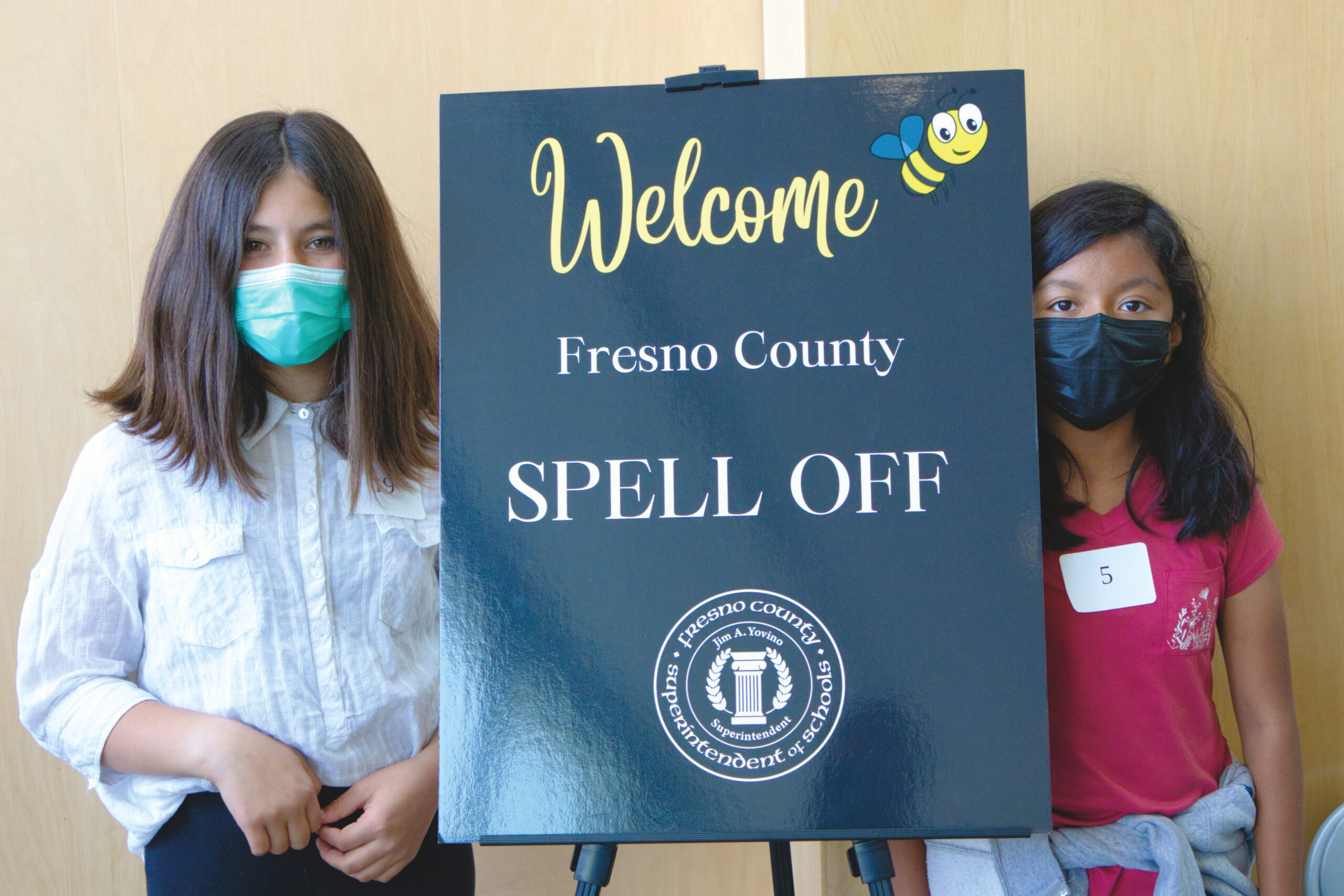 Picture of Elsie Brittsan and Emma Pineda Gutierrez from American Union at the County Spelling Bee